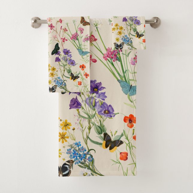 Wildblumen und Schmetterlinge Blumengarten Badhandtuch Set (Insitu)