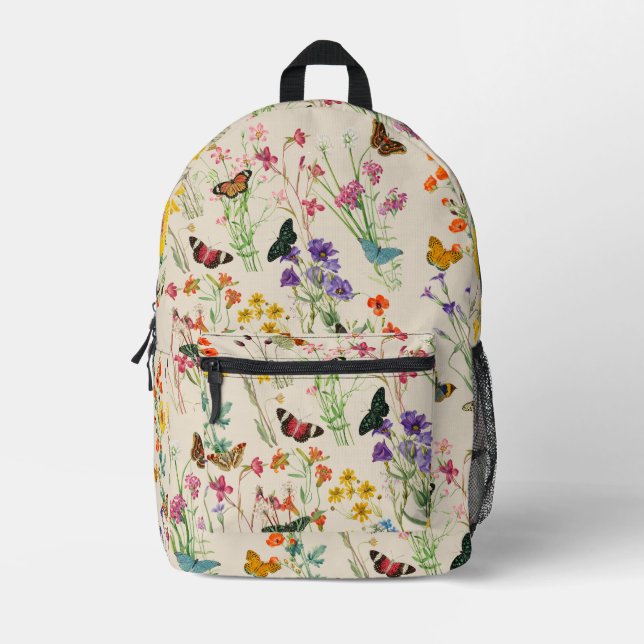 Wildblumen und Schmetterlinge Blumengarten Bedruckter Rucksack (Vorderseite)