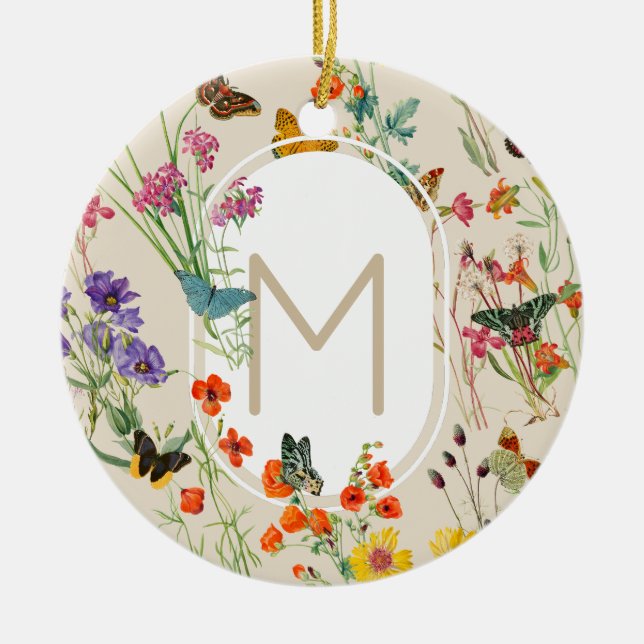 Wildblumen und Schmetterlinge Blumengarten Keramik Ornament (Vorne)