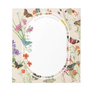 Wildblumen und Schmetterlinge Blumengarten Notizblock