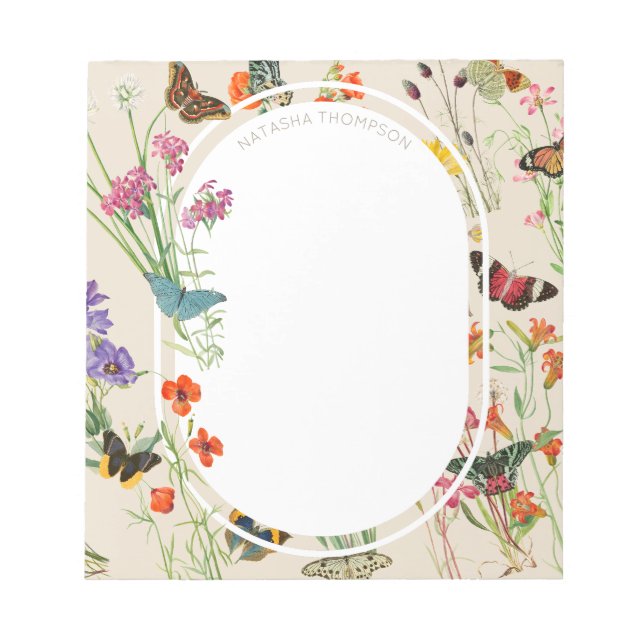Wildblumen und Schmetterlinge Blumengarten Notizblock (Vorderseite)