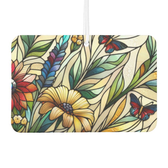 Wildblumen und Schmetterlinge für die Hartglaskons Autolufterfrischer (Vorderseite)