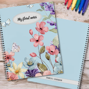 Wildblumen und Schmetterlinge für kundenspezifisch Notizbuch