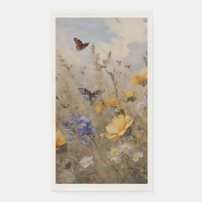 Wildblumen und Schmetterlinge Papier Napkin Serviette (Vorderseite)