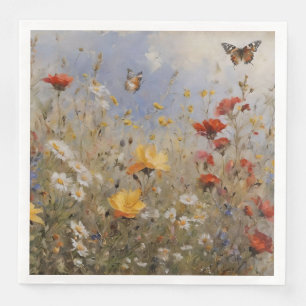 Wildblumen und Schmetterlinge Serviette