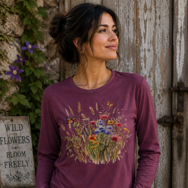 Wildblumen und Schmetterlinge Tri-Blend Shirt (Von Creator hochgeladen)