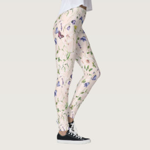 Wildblumen und Schmetterlinge Wasserfarben-Muster Leggings