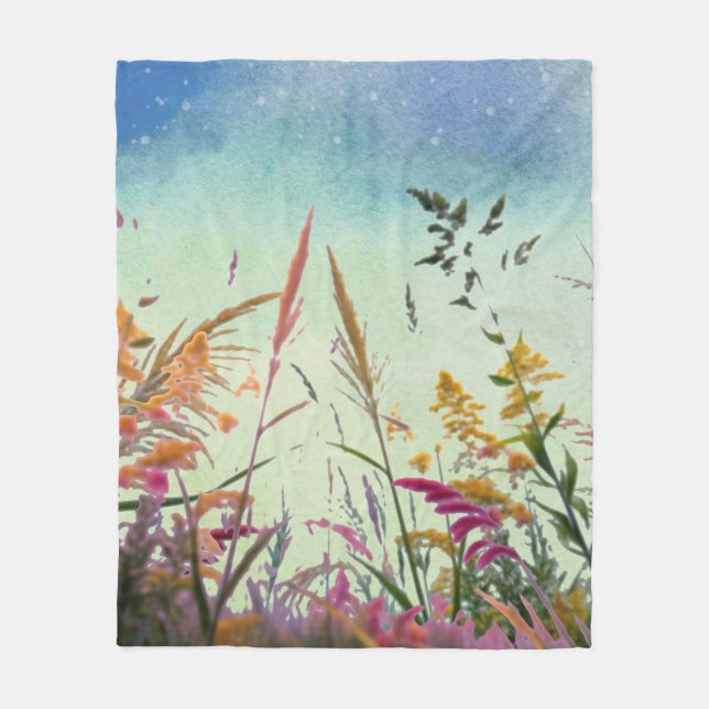 Wildblumen und Stars Fleecedecke (Vorderseite)