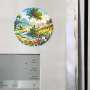 Wildblumen und Strom im Frühlingstal Magnet