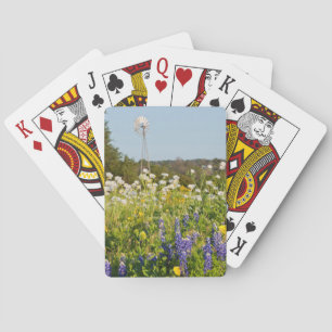 Wildblumen und Windmühle in Texas Hill Country Spielkarten