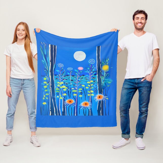 Wildblumen unter Vollmond Fleecedecke (Beispiel)