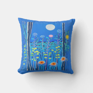 Wildblumen unter Vollmond Kissen