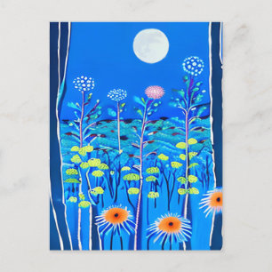 Wildblumen unter Vollmond Postkarte