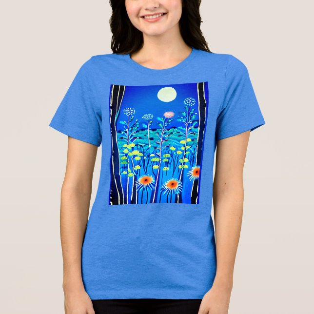 Wildblumen unter Vollmond Tri-Blend Shirt (Vorderseite)