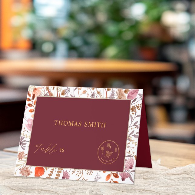 Wildblumen Vegetarisches Essen Auswahl Gästekarte Dankeskarte (Von Creator hochgeladen)