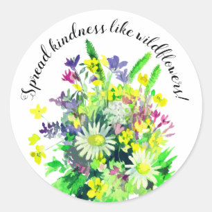 Wildblumen verbreiten Freundlichkeit Runder Aufkleber