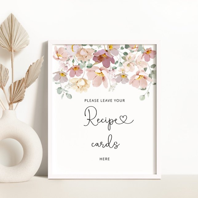 Wildblumen verließ Ihre Rezeptkarte hier Poster (Von Creator hochgeladen)