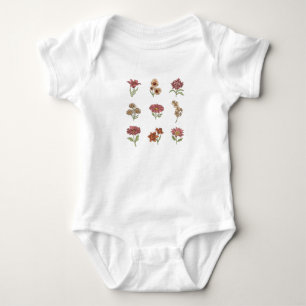 Wildblumen Vintage Blumen Botanisch Baby Strampler