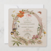 Wildblumen Vintage Wedding Mauve Rose Square