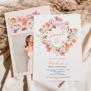 Wildblumen von Boho Foto Süß 16 Einladung