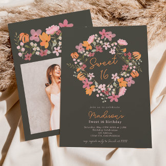 Wildblumen von Boho Foto Süß 16 Einladung