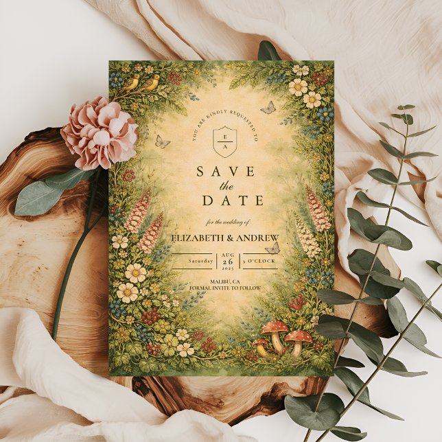 Wildblumen-Waldgarten-Hochzeit Save The Date (Von Creator hochgeladen)