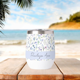 Wildblumen-Wasserfarbe Blau Lila Schrift Name