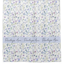 Wildblumen-Wasserfarbe Blau Lila Schrift Name