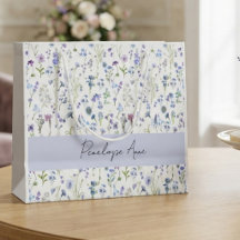 Wildblumen-Wasserfarbe Blau Lila Schrift Name