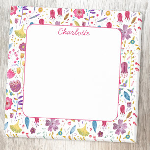 Wildblumen-Wasserfarbe-Floral-Personalisiert Post-it Klebezettel