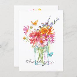 Wildblumen Wasserfarbe in Vase Flat Danke Karte