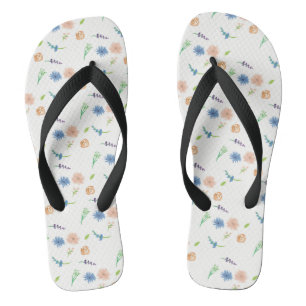 Wildblumen Wasserfarbe Originelle Kunst Flip Flops