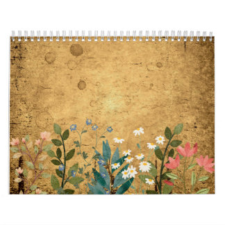 Wildblumen, Wasserfarbe, Vintag Kalender