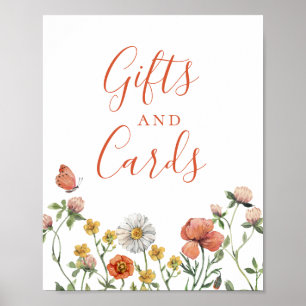 Wildblumen-Wasserfarben-Blumen-Geschenkkarten-Schi Poster