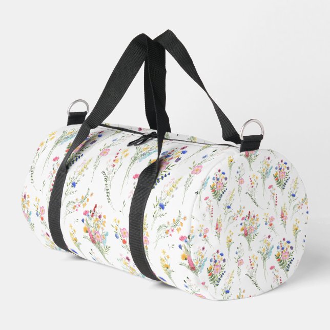 Wildblumen-Wasserfarben-Blumenmuster Duffle Bag (Linke Seite)