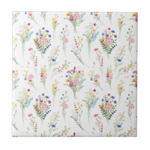 Wildblumen-Wasserfarben-Blumenmuster Fliese