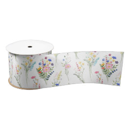Wildblumen-Wasserfarben-Blumenmuster Satinband