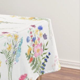 Wildblumen-Wasserfarben-Blumenmuster Tischdecke