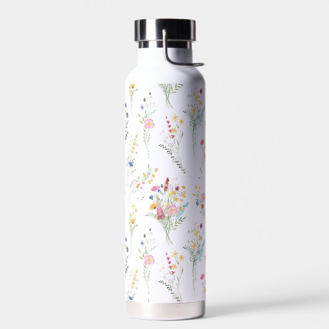 Wildblumen-Wasserfarben-Blumenmuster Trinkflasche (Links)