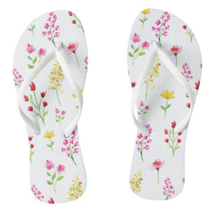 Wildblumen Wasserfarbenes Blumengestein Flip Flops