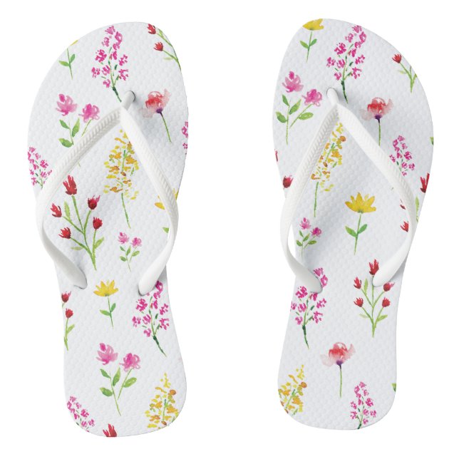 Wildblumen Wasserfarbenes Blumengestein Flip Flops