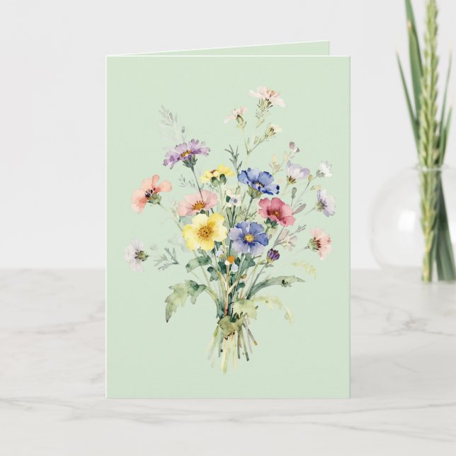 Wildblumen-Wasserfarbenstrauß  Karte (Vorderseite)