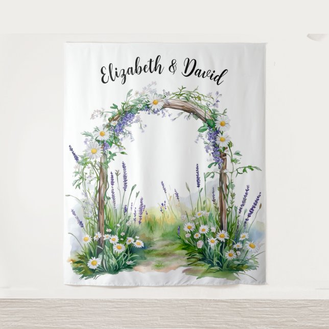 Wildblumen-Whimsey-Hintergrund Wandteppich (Vorderseite)