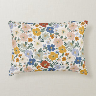 Wildblumen-Wiese Boho-Muster Dekokissen