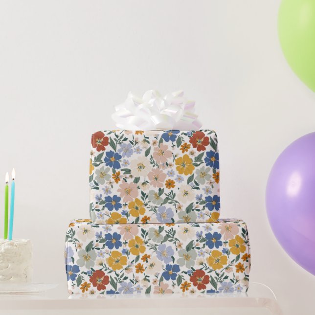 Wildblumen-Wiese Boho-Muster Geschenkpapier (Partygeschenke)