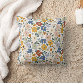 Wildblumen-Wiese Boho-Muster Kissen
