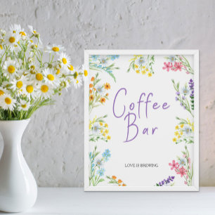 Wildblumen-Wiese-Brautabschiedskaffee-Bar-Schild Poster