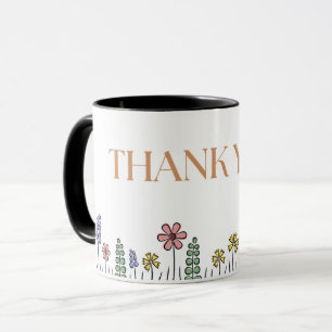 Wildblumen-Wiese "Danke" Tasse – Handgezeichnete B