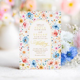 Wildblumen-Wiesen-Garten-Blumen-Boho-Hochzeit Folieneinladung