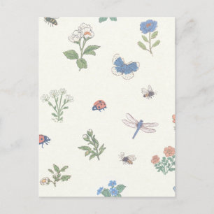 Wildblumen-Wiesen-Muster Botanischer Garten Floral Postkarte